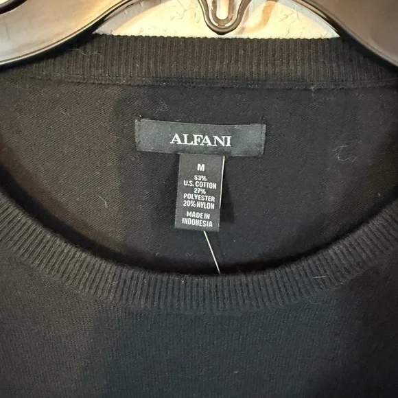 Men’s NWT M Black Alfani Casual Soft Long Sleeve Lightweight Sweater - Picture 3 of 5